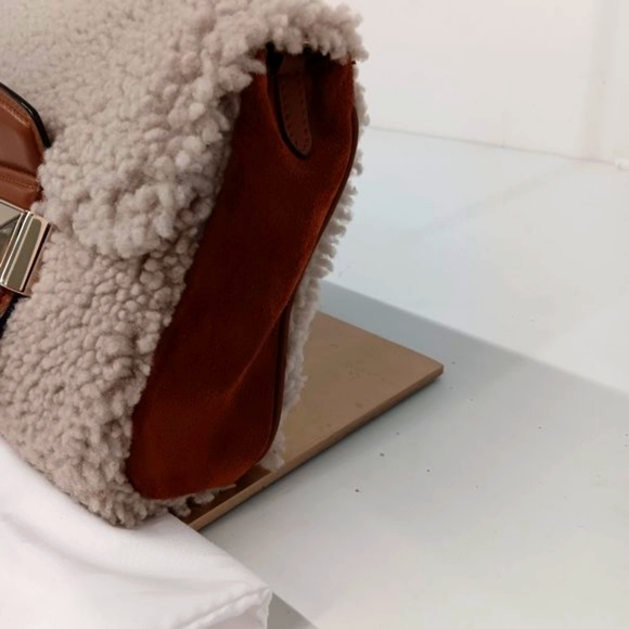 Jimmy Choo Carolina Shearling Shoulder Bag - Cream Multi - Picture 8 of 16